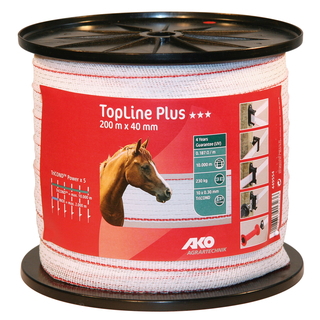 TopLine Plus Weidezaunband, 40mm, weiß/rot - 200m