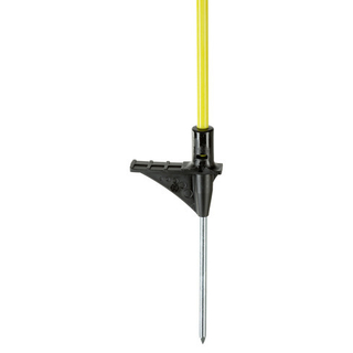 10x Fiberglaspfahl, oval, 110 cm, gelb -  mit Metallspitze & Isolatoren
