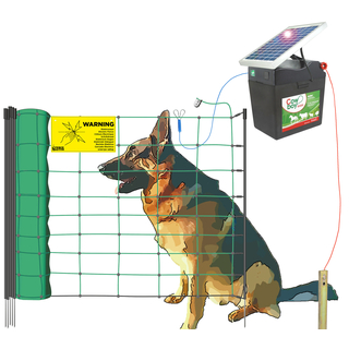 Eider Mobiler Hundezaun, Elektrozaun mit Netz und 9V Weidezaungerät Solar, 50m
