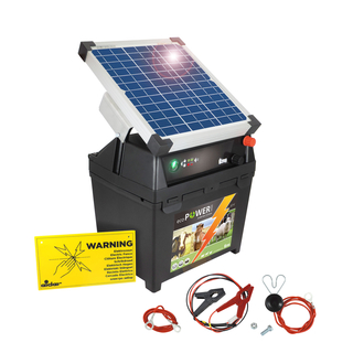 Weidezaungerät ecoPOWER 1000 - 12 Volt, Akkufach & 10 Watt Solar Modul