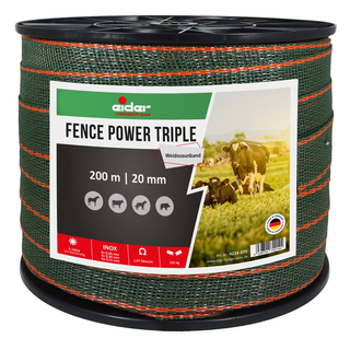 Fence Power Triple Weidezaunband, 20 mm, grün/orange - 200 m
